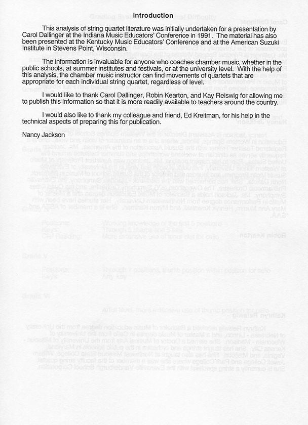 String Quartet Literature